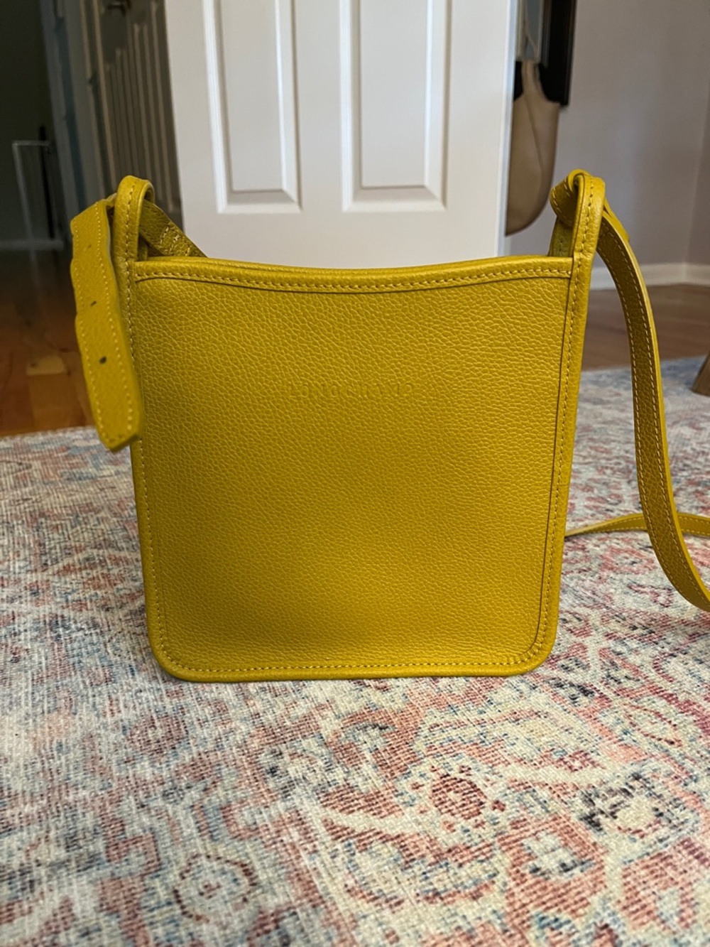 Longchamp Le Foulonne Small Crossbody Bag Ochre Yellow Leather Shoulder Bag